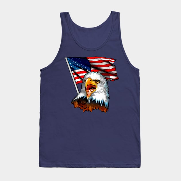 4th of July - Patriotic Eagle Flag USA - Independence Day - Sticker Tank Top by JMPrint